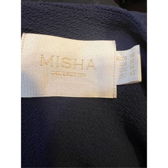 Misha Collection STUNNING Navy Blue Crepe Draped Kendall Dress w/Slit $340 Size - Picture 10 of 12